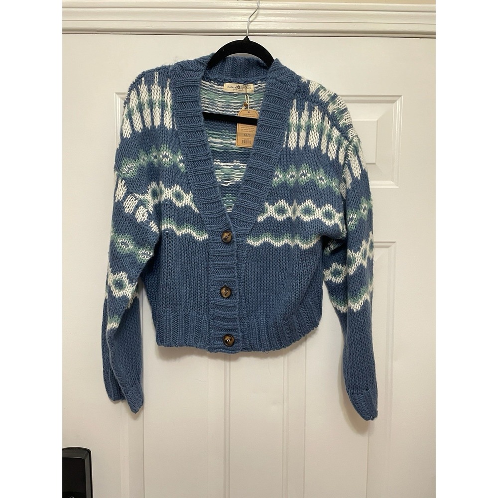 NWT Natural Life V-Neck Cropped Cardigan Sweater Size XS/S Boho Festival Coastal